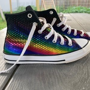 Rainbow “mermaid” Converse high tops